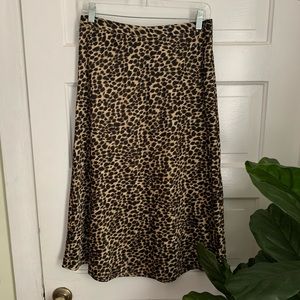 J Crew Leopard Midi Skirt